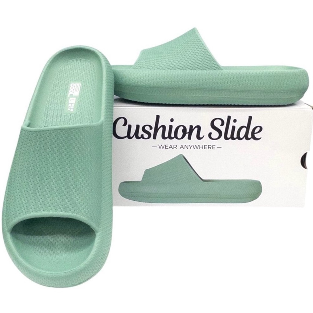 Green Cushion Slide Sandals